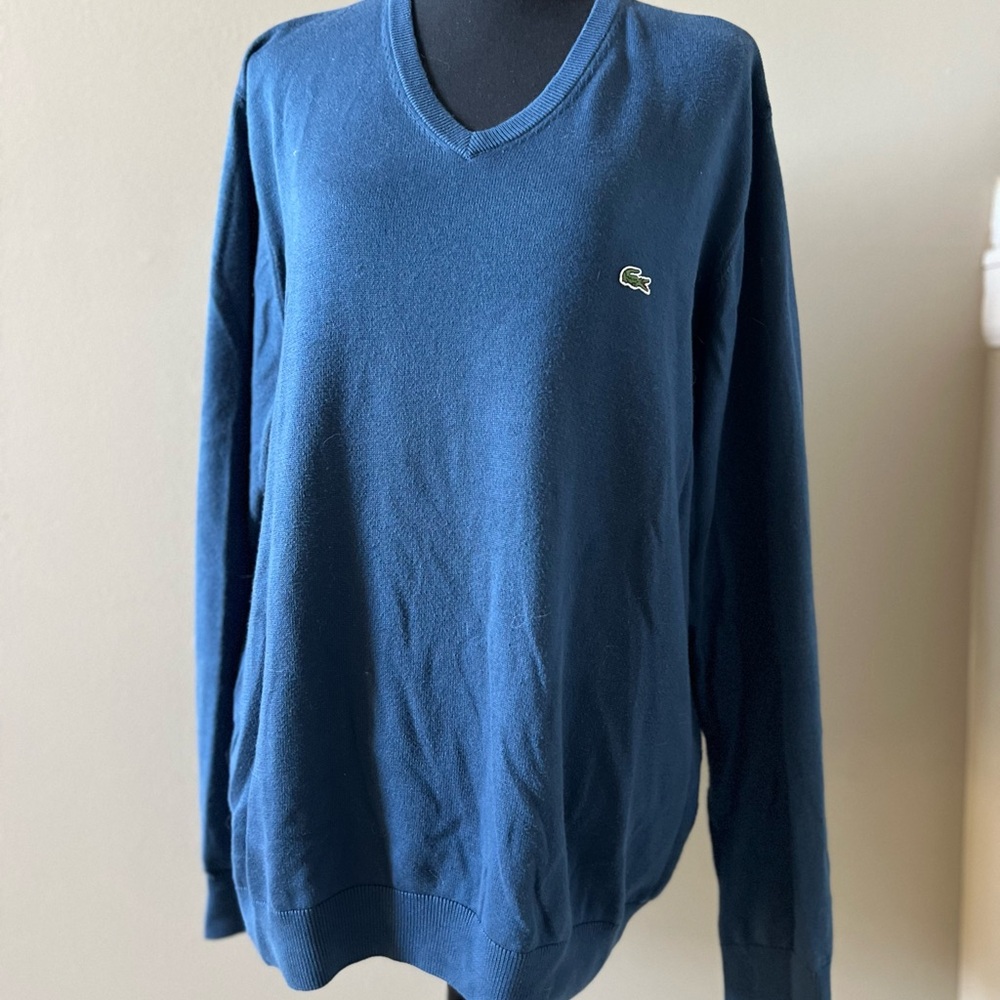 Lacoste Men's Navy V-Neck Sweater